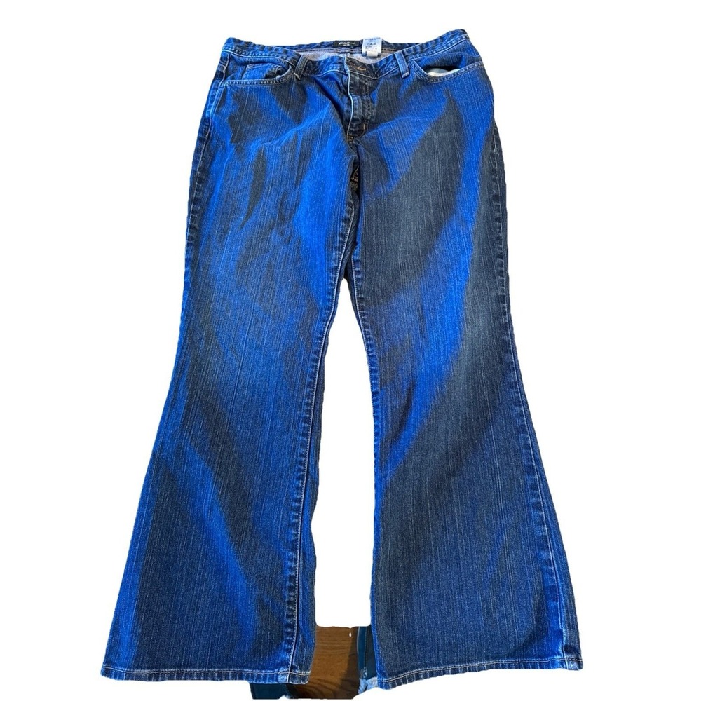 Eddie Bauer Womens 16S Blue Shaped Bootcut Jeans Medium Wash Stretch Denim